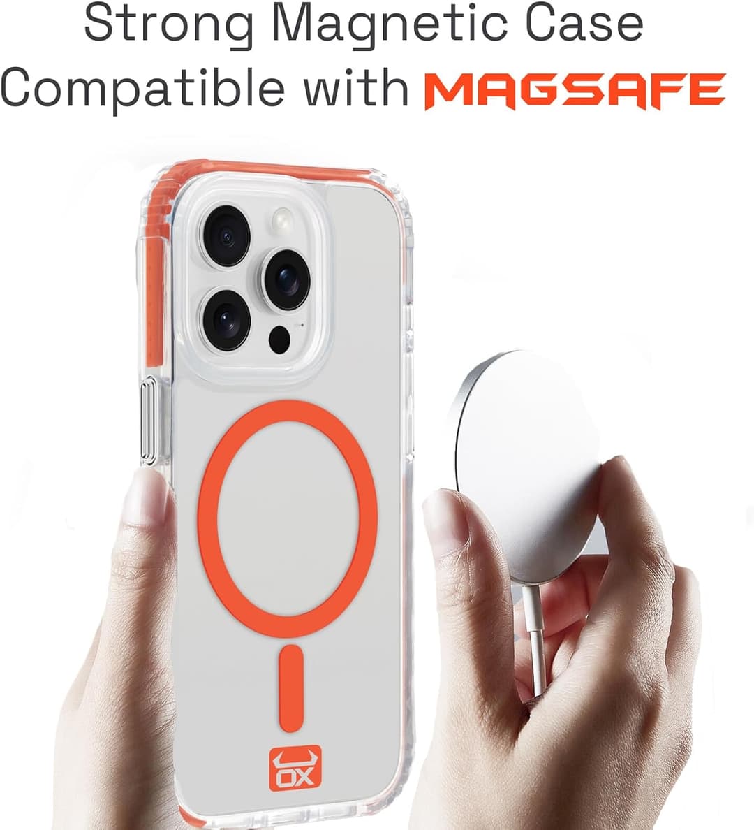 OX Grip Case for iPhone 15 Pro Max - Shockproof Military Grade Drop Protection Anti Scratch Cover Screen & Raised Camera Frame - Compatible with MagSafe - Robin Red - Image 5