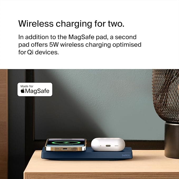 Belkin BoostCharge Pro 2-in-1 MagSafe Wireless Charging Pad 15W Blue - Image 3