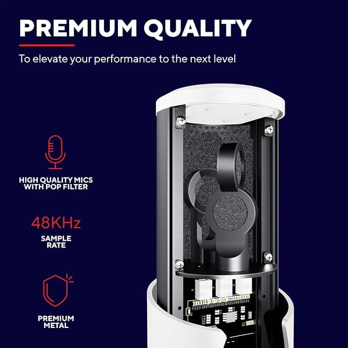 Trust GXT 258 Fyru Professional USB Streaming Microphone White with LED Lighting - Image 4