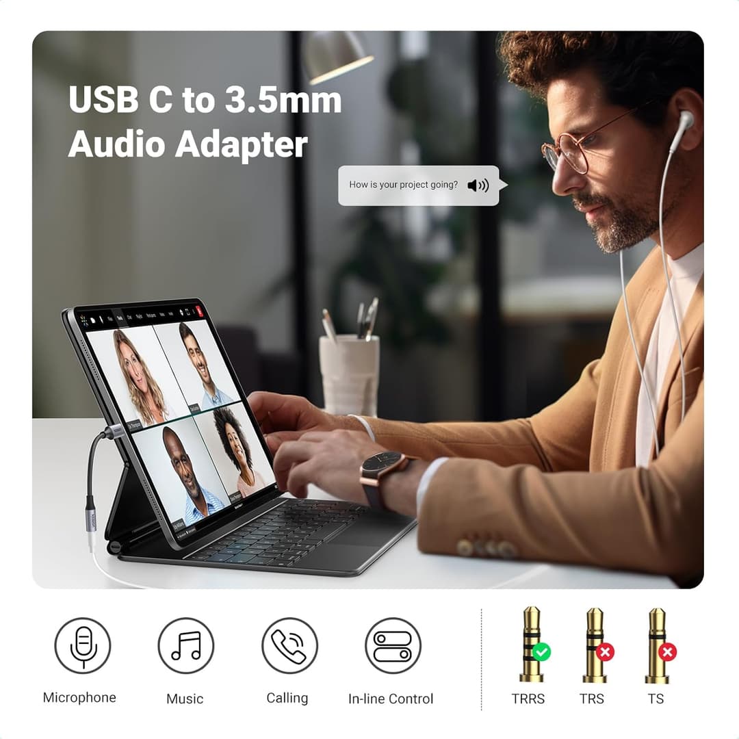 UGREEN USB-C to 3.5mm DAC Adapter – Hi-Fi Audio for iPhone, Galaxy, iPad, Pixel – Silver - Image 2