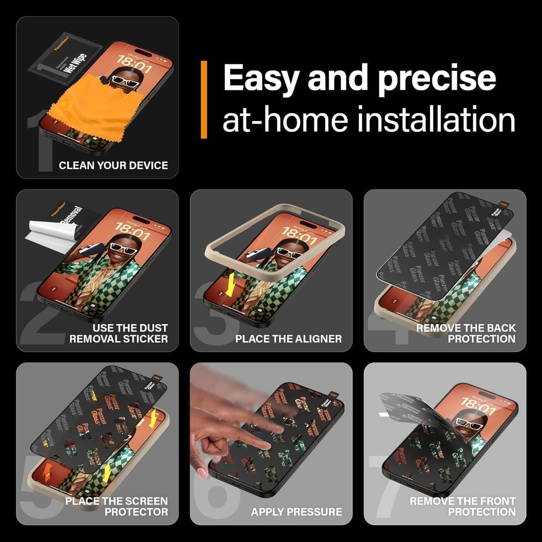 PanzerGlass Screen Protector for iPhone 15 Pro Max – Ultra-Wide, Clear, Scratch Resistant - Image 6