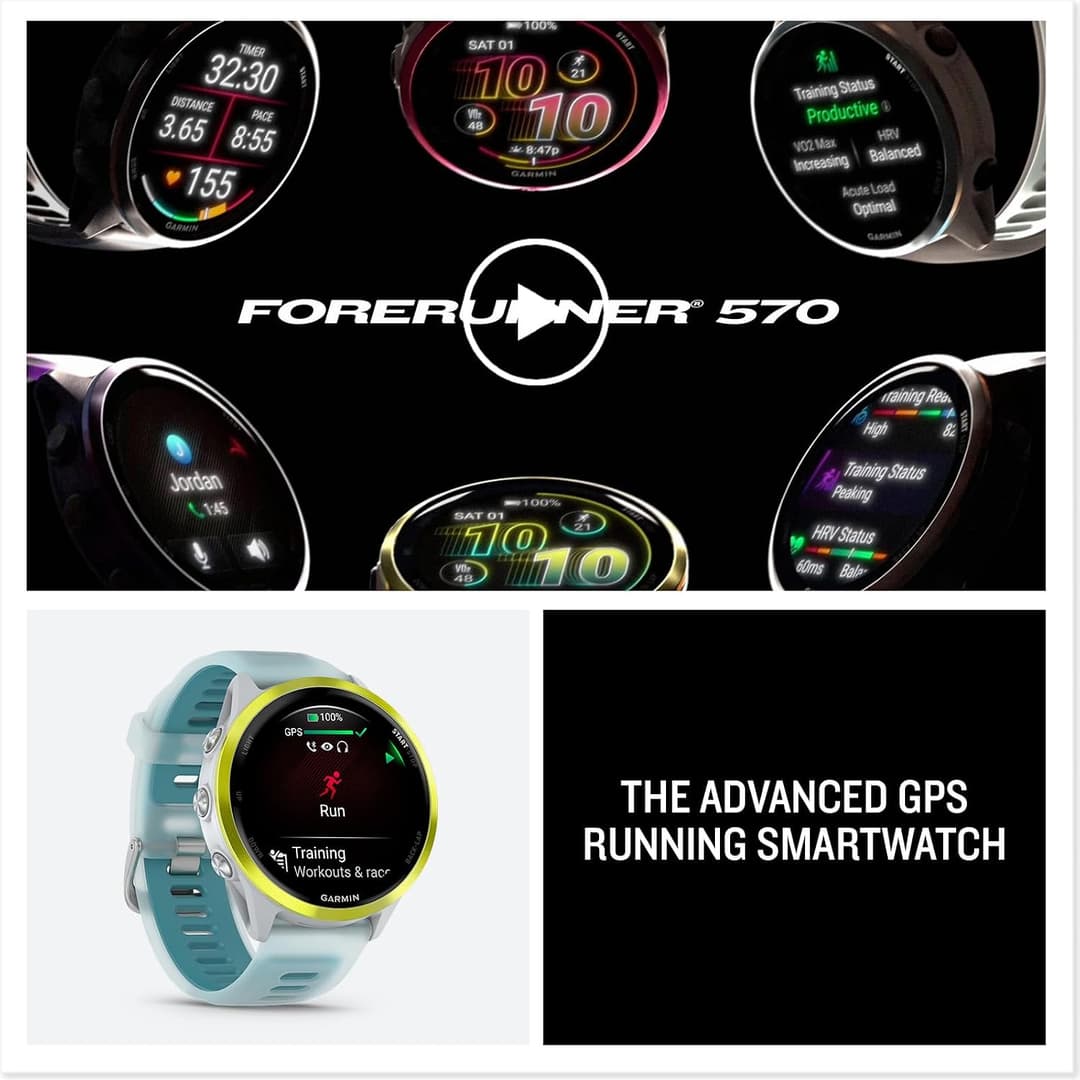 Garmin Forerunner 570 47mm Smartwatch Whitestone Turquoise - Image 9
