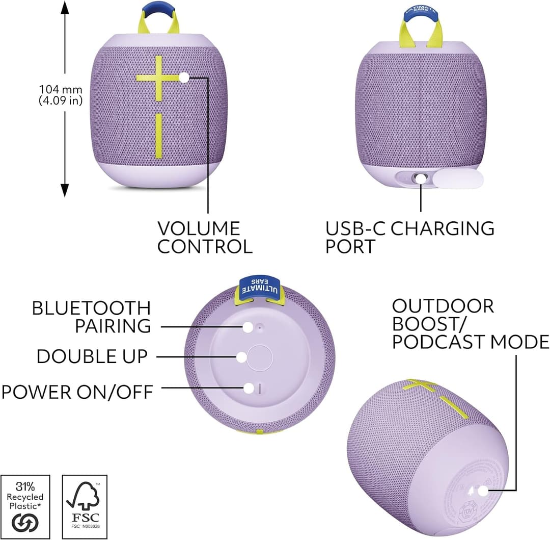 Ultimate Ears WONDERBOOM 4 Portable Bluetooth Speaker 360 Sound IP67 - Lilac - Image 5
