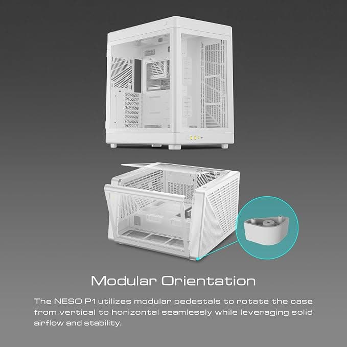 GAMDIAS NESO P1 Dual Chamber EATX Full Tower Gaming PC Case - White - Image 2