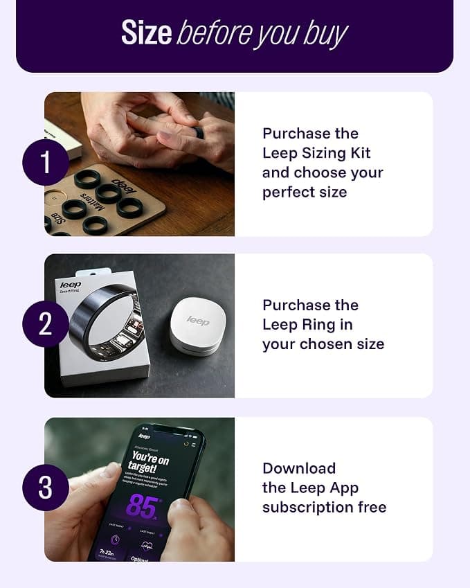 LEEP Smart Ring Size 7, IP68 Waterproof Health & Fitness Tracker with Heart Rate & Sleep Monitoring - Image 3