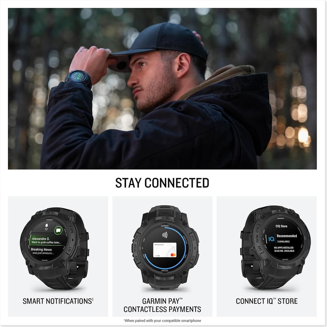Garmin Instinct 3 Tactical Edition AMOLED Smartwatch 50mm Black - Image 4