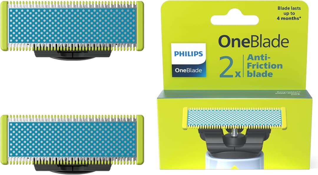 Philips OneBlade QP225/50 Anti-Friction Replacement Blades 2 Pack, Compatible with OneBlade & Pro Trimmers - Image 1