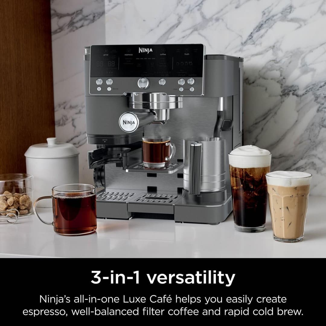 Ninja Luxe Premier 3-in-1 Coffee Machine with Built-In Grinder & Milk Frother Gun Metal ES601UKGM - Image 7
