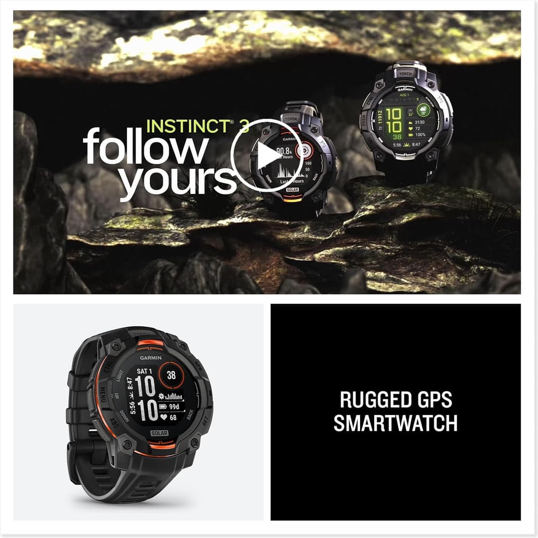 Garmin Instinct 3 Solar 45mm GPS Smartwatch - Black - Image 6