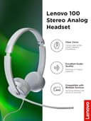 Lenovo 100 Stereo Analog Headset 3.5mm Cloud Grey with Boom Microphone thumbnail 3