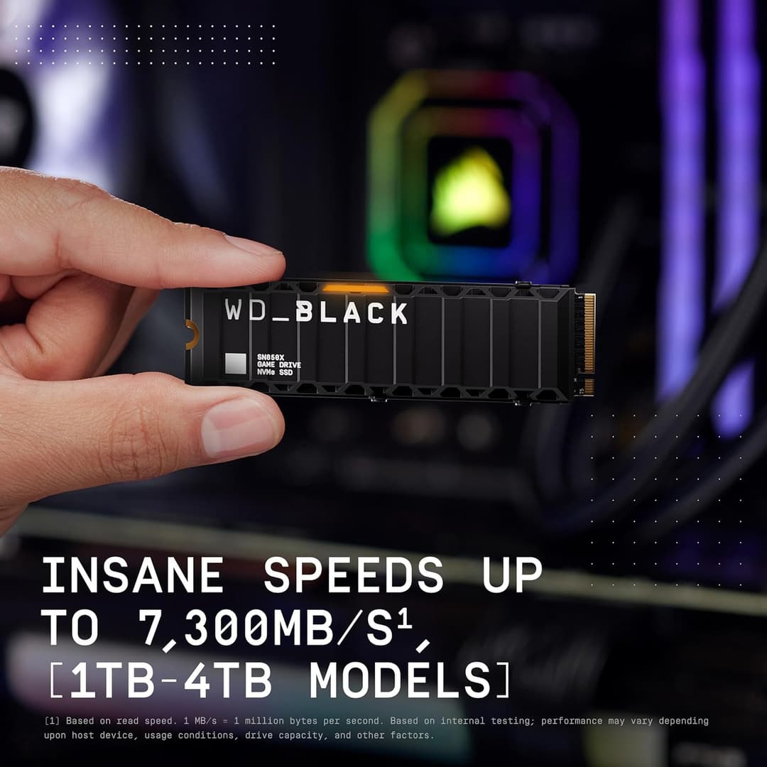 Western Digital Black SN850X with Heatsink M.2 2280 PCI Express 4.0 x4 NVMe Solid State Drive 1TB - Image 4