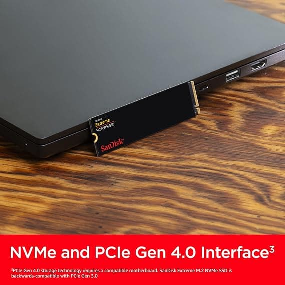 SanDisk Extreme 1TB M.2 NVMe PCIe Gen 4.0 Internal SSD- Black - Image 3