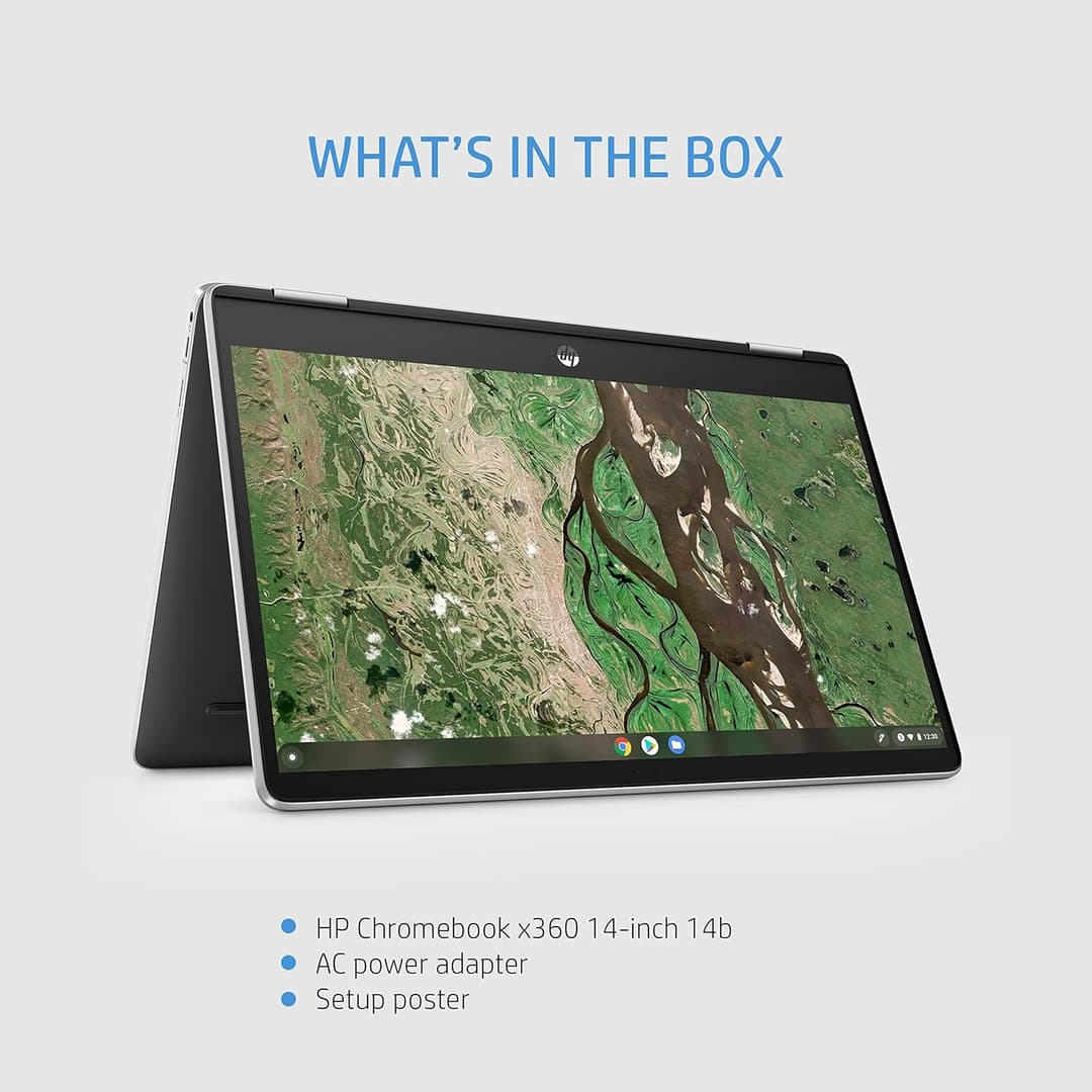 HP Chromebook x360 14b-cb0002na 14" FHD Touchscreen Laptop Intel Pentium Silver, 4GB, 64GB eMMC, Chrome OS, Silver - Image 9