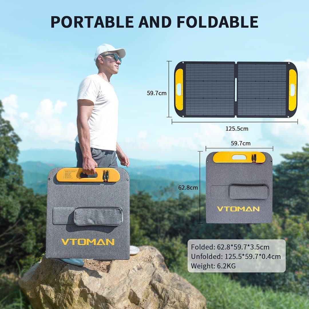 VTOMAN VS110 110W Portable Foldable Solar Panel - Black - Image 2