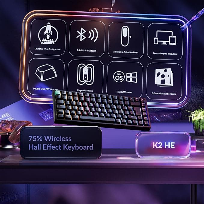Keychron K2 HE Wireless Mechanical Keyboard Black - Image 3