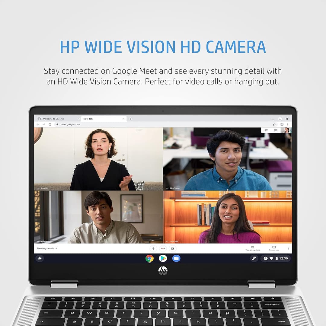 HP Chromebook x360 14b-cb0002na 14" FHD Touchscreen Laptop Intel Pentium Silver, 4GB, 64GB eMMC, Chrome OS, Silver - Image 3