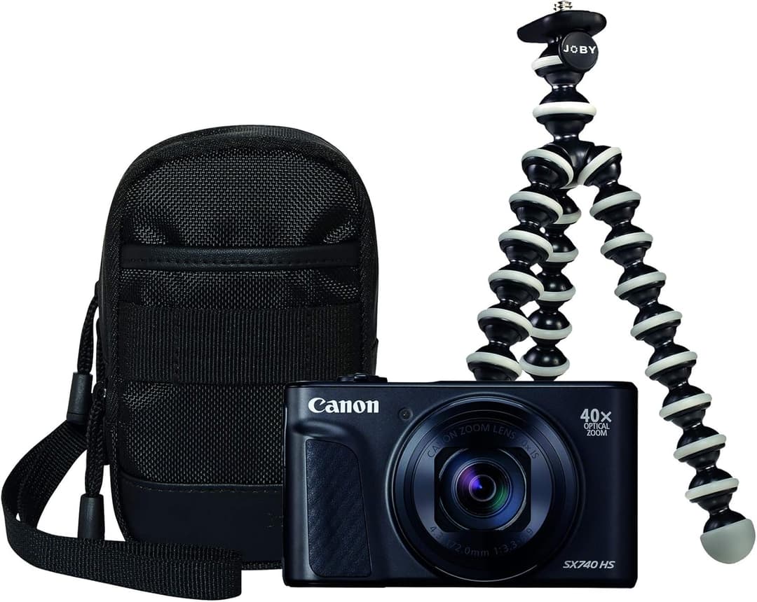 Canon PowerShot SX740 HS Vlogger Kit  4K, 40x Zoom, 20.3MP (Black) - Image 1