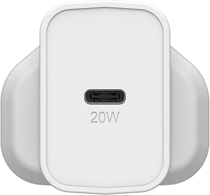 OtterBox 20W USB-C PD Fast Wall Charger, UK Plug, For Smartphone & Tablet, Drop Tested, Ultra Durable - White
