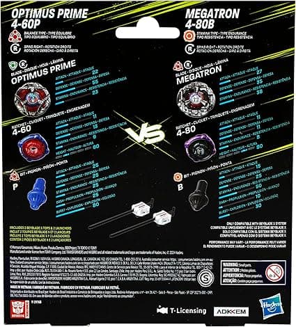 Beyblade X Transformers Optimus Prime vs Megatron 4-60P, 4-80B Multipack Spinning Tops with Launchers (8+) - Image 4