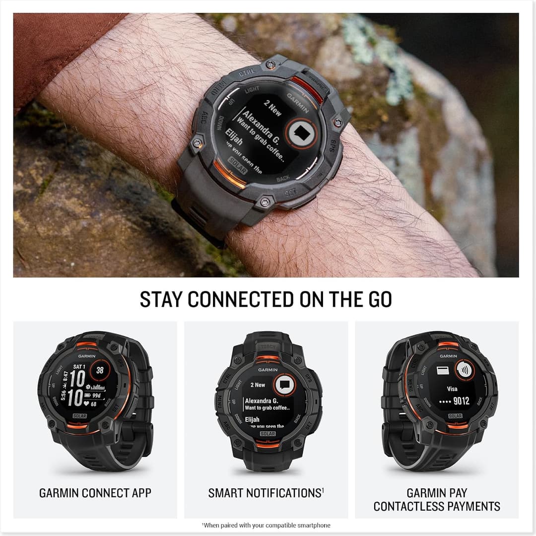 Garmin Instinct 3 Solar 45mm GPS Smartwatch - Black - Image 2