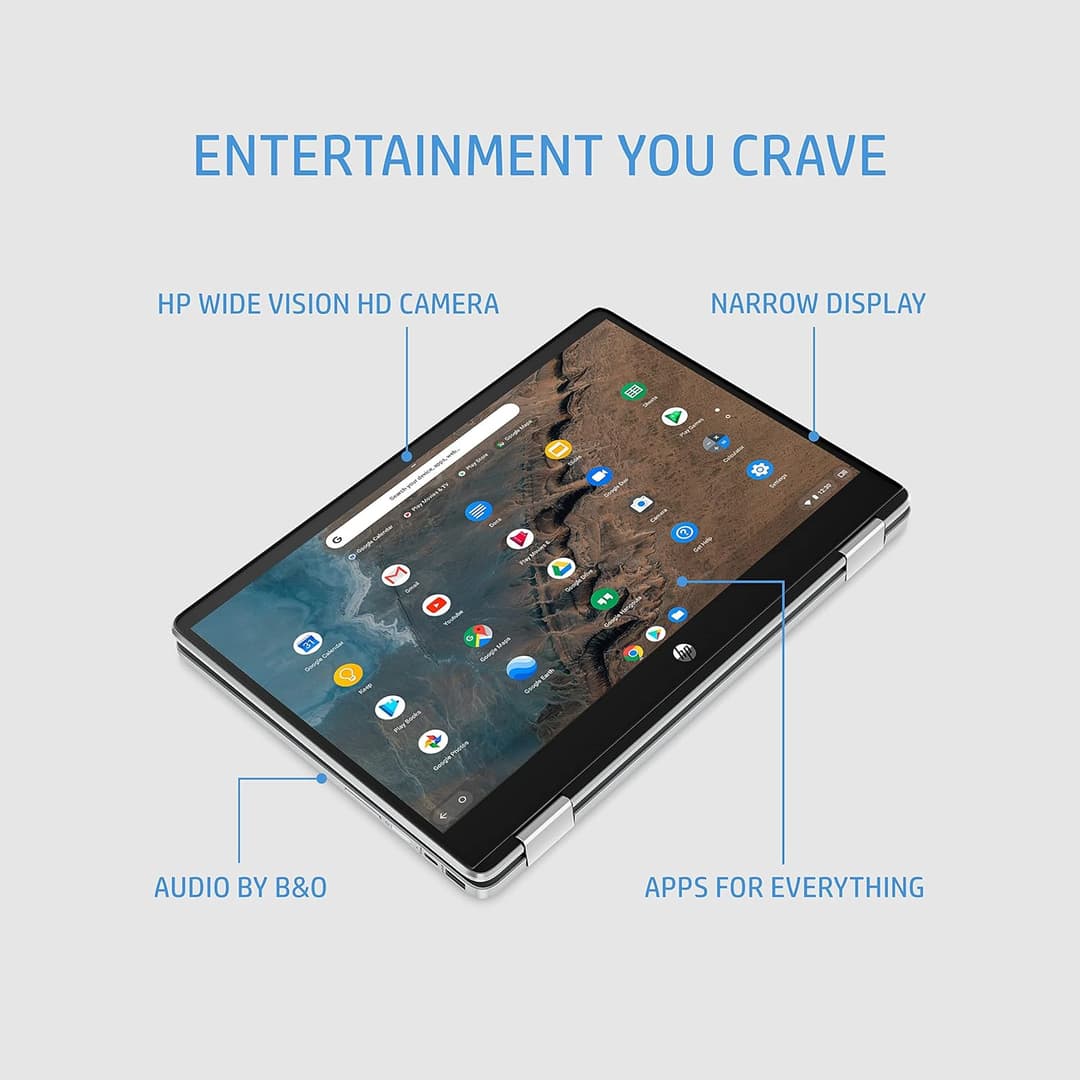 HP Chromebook x360 14b-cb0002na 14" FHD Touchscreen Laptop Intel Pentium Silver, 4GB, 64GB eMMC, Chrome OS, Silver - Image 5