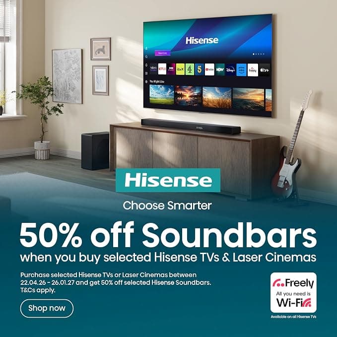 Hisense 50 Inch 50E78QTUK QLED Smart AI TV 4K UHD with Freely - Black - Image 2