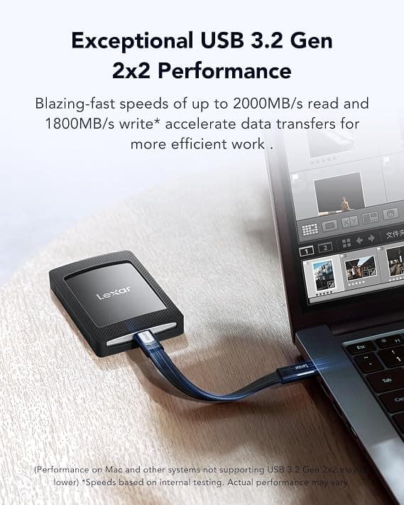 Lexar SL500M 1TB Portable External SSD USB 3.2 Gen 2x2 Magnetic Game - Image 3