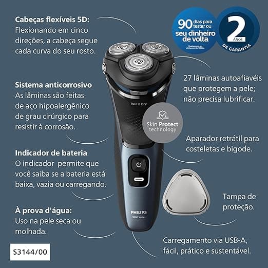 Philips Series 3000 S3144/00 Wet & Dry Electric Shaver – 5D Pivot Heads, 60 Min Runtime, - Image 5