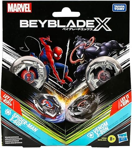 Beyblade X Marvel Spider-Man vs Venom 3-60F, 3-80N Multipack, 2 Right-Spin Tops with Launchers - Image 4