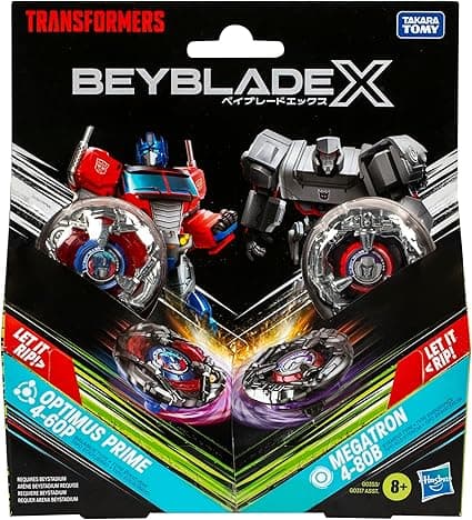Beyblade X Transformers Optimus Prime vs Megatron 4-60P, 4-80B Multipack Spinning Tops with Launchers (8+) - Image 3