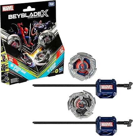 Beyblade X Marvel Spider-Man vs Venom 3-60F, 3-80N Multipack, 2 Right-Spin Tops with Launchers - Image 1