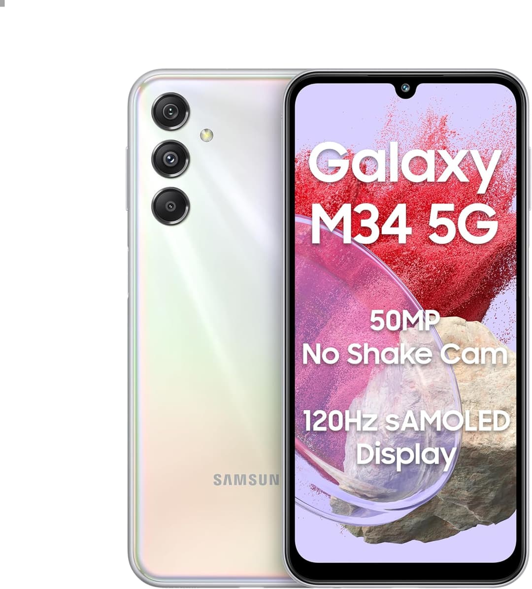 Samsung Galaxy M34 5G 128GB 120Hz AMOLED, 50MP Camera, 6000mAh - Silver  - Image 2
