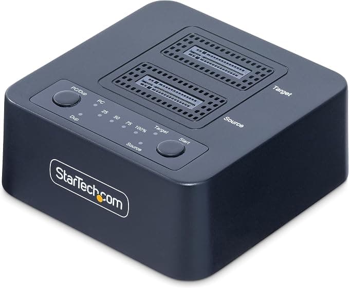 StarTech 1:1 M.2 NVMe SSD Duplicator Cloner Dock Dual Bay USB-C 20Gbps - Image 1