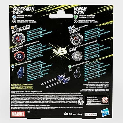 Beyblade X Marvel Spider-Man vs Venom 3-60F, 3-80N Multipack, 2 Right-Spin Tops with Launchers - Image 5
