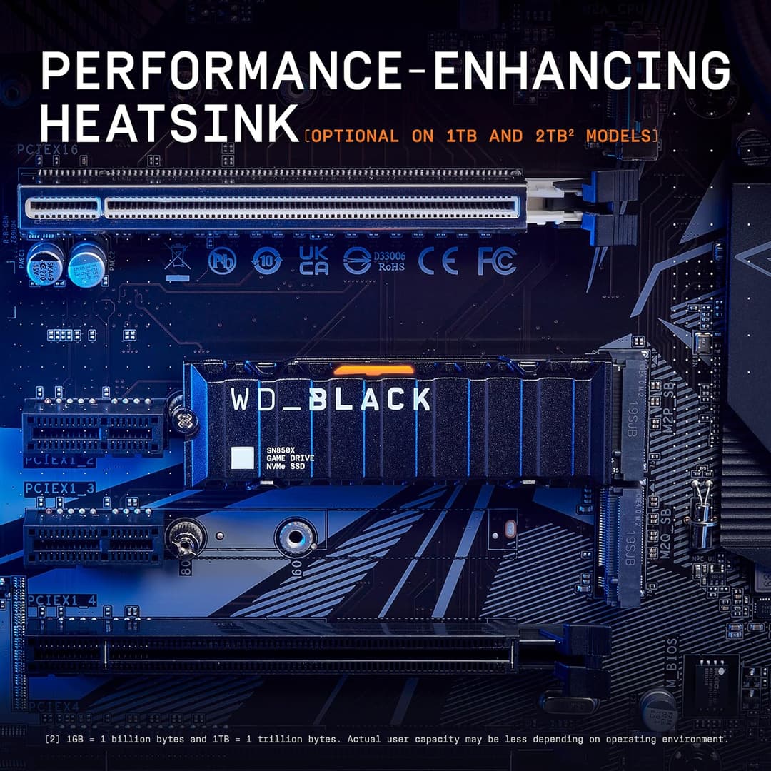 Western Digital Black SN850X with Heatsink M.2 2280 PCI Express 4.0 x4 NVMe Solid State Drive 1TB - Image 8