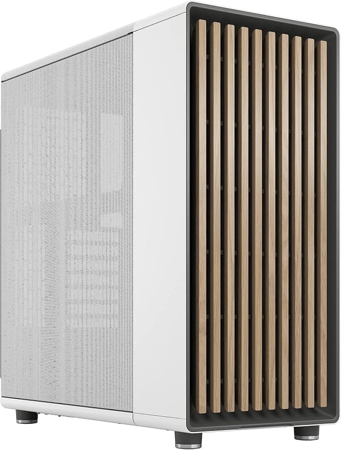 Fractal Design North ATX Mid Tower PC Gaming Case Mesh Side Panel Chalk White with Oak Front