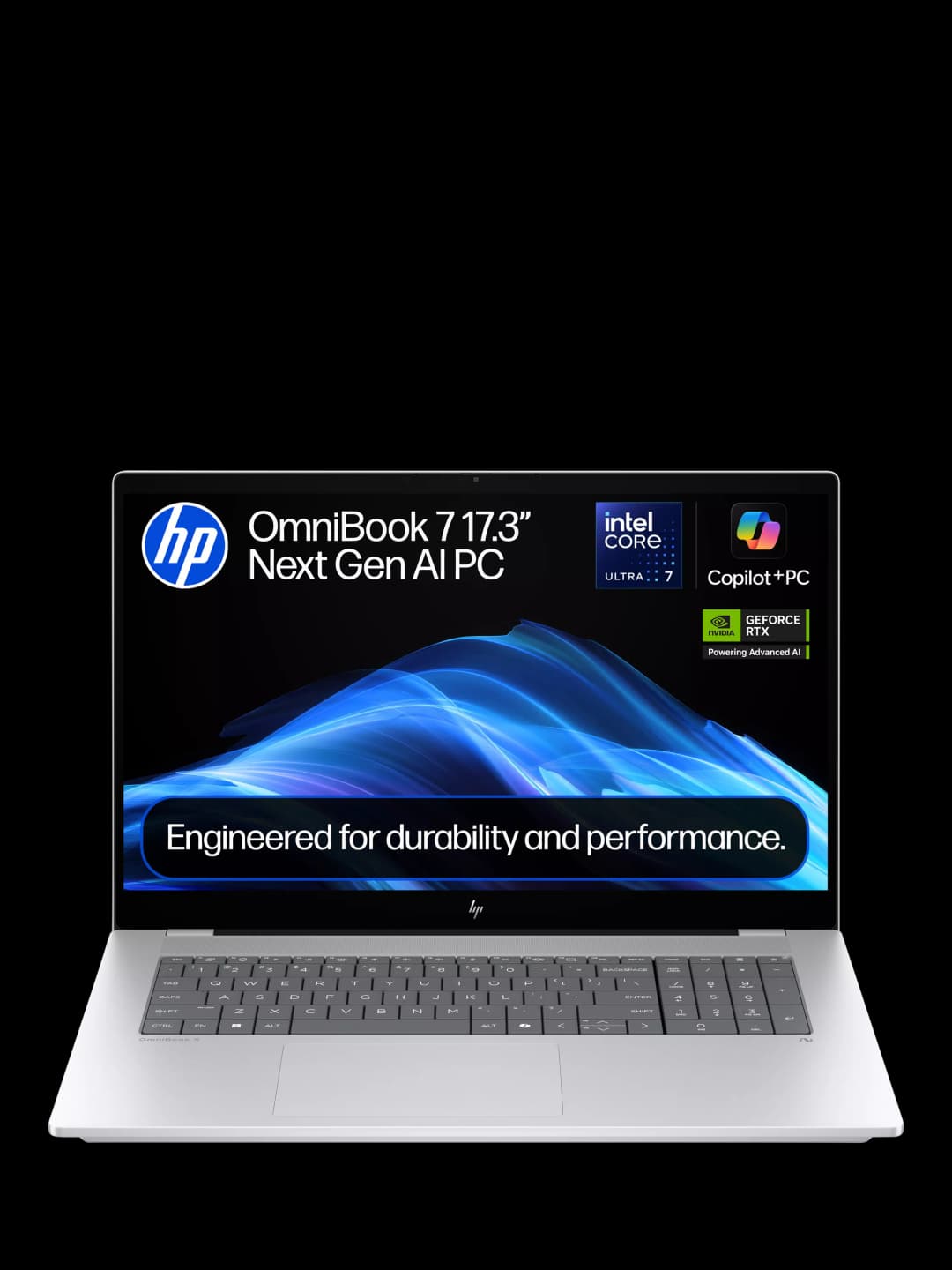 HPOmniBook 7 Laptop, Copilot+ PC, Intel Core Ultra 7 Processor, 32GB RAM, 2TB, 17.3” Full HD, Glacier Silver - Image 1