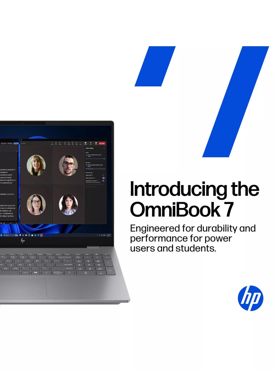 HPOmniBook 7 Laptop, Copilot+ PC, Intel Core Ultra 7 Processor, 32GB RAM, 2TB, 17.3” Full HD, Glacier Silver - Image 3