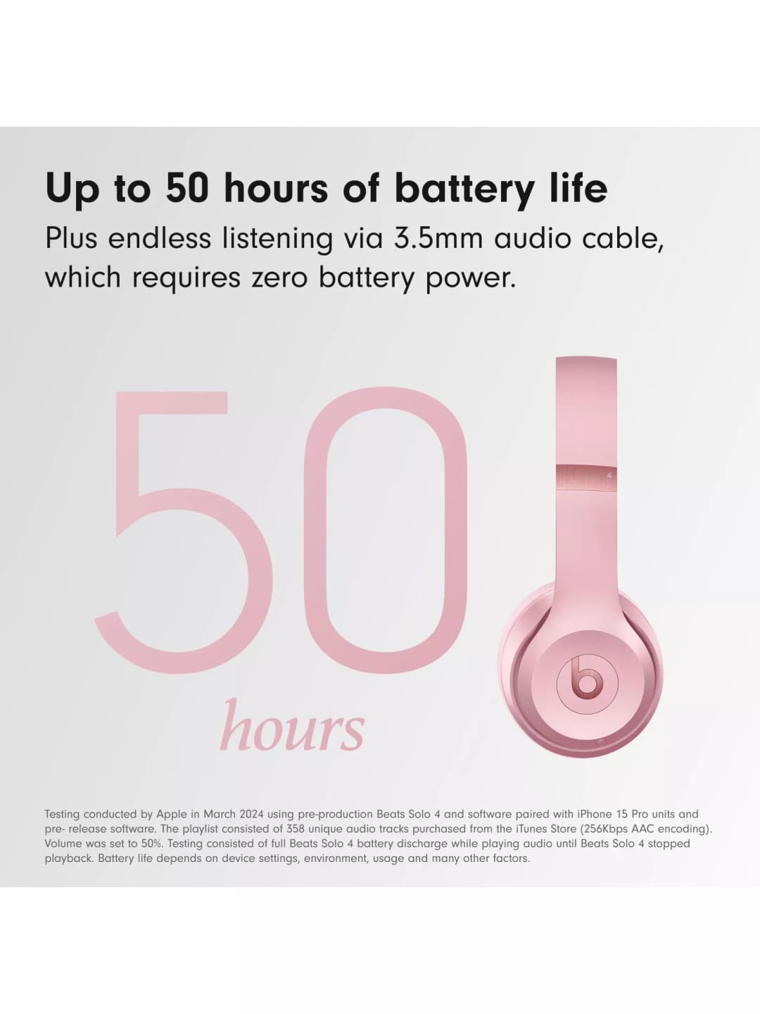 Beats Solo 4 Wireless Bluetooth On-Ear Headphones with Mic/Remote, Metallic Pink - Image 3