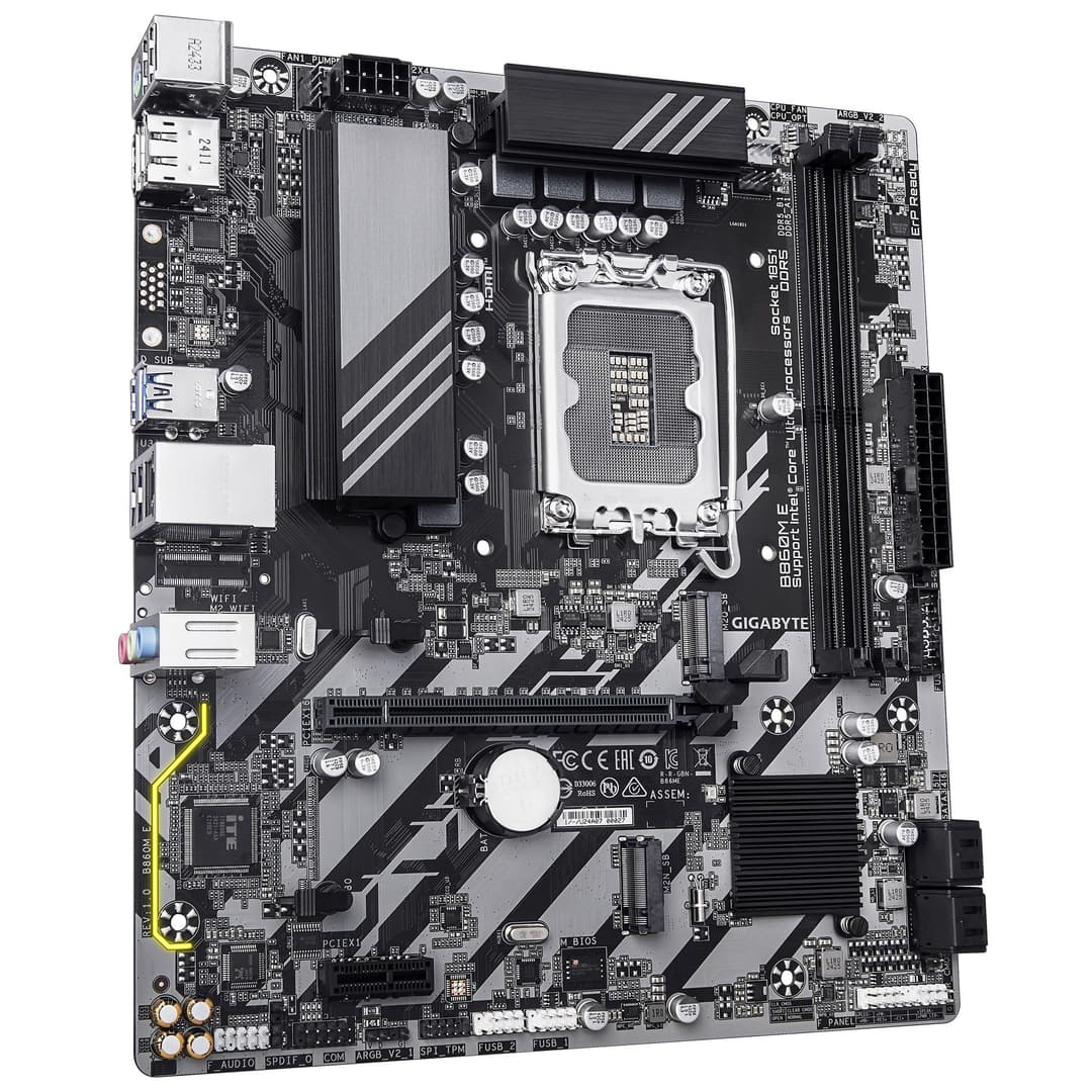 GIGABYTE B860M E Motherboard - Intel Core Ultra Series CPUs, 4+1+2 Phases VRM, up to 8800MHz DDR5 (O.C), 2xPCIe 4.0 M.2, 1GbE LAN, USB 3.2 Gen 1 - Image 3