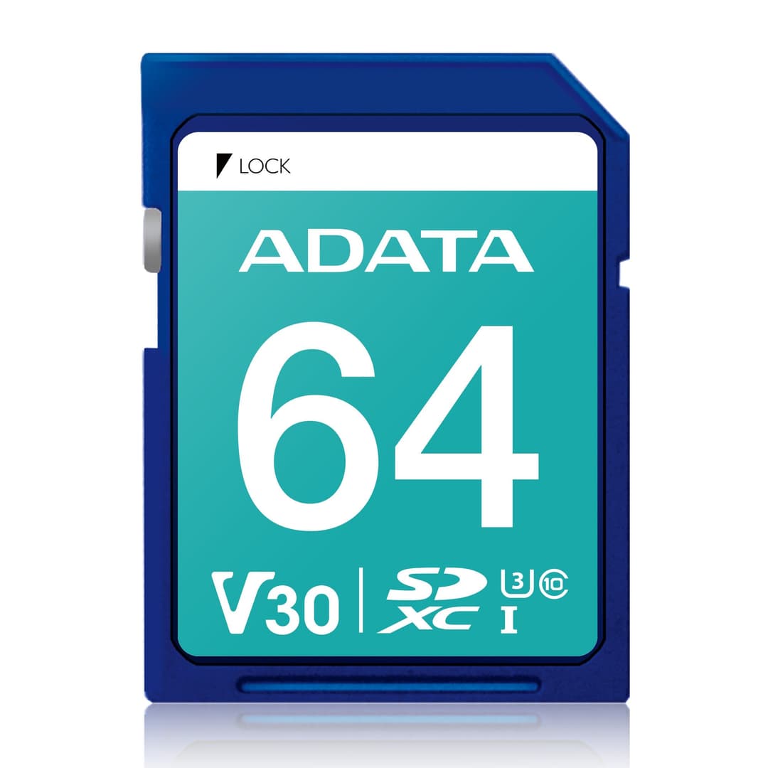 64GB AData Premier Pro SDXC Memory Card UHS-I U3 CL10 V30 4K Ultra HD - Image 1
