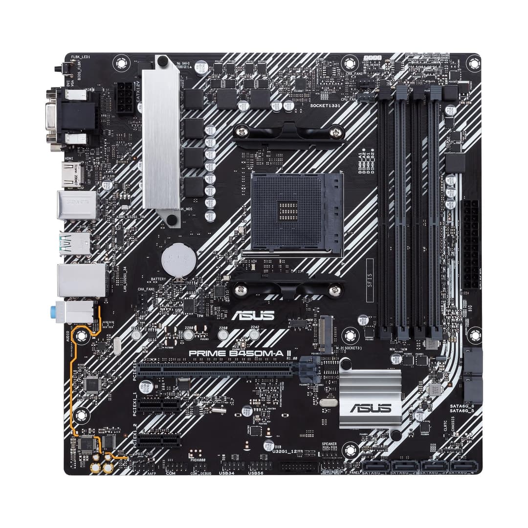 ASUS PRIME B450M-A II Micro ATX Motherboard - Black - Image 2