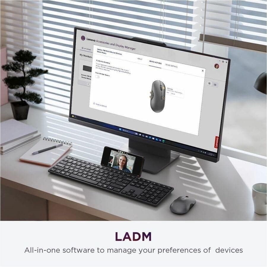 Lenovo 700 Modern Wireless Keyboard & Mouse Combo - Luna Grey - Image 2