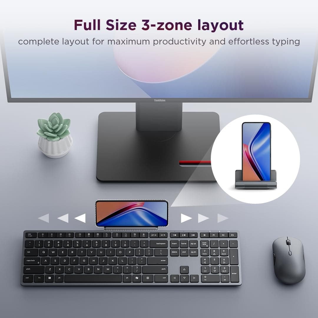 Lenovo 700 Modern Wireless Keyboard & Mouse Combo - Luna Grey - Image 7