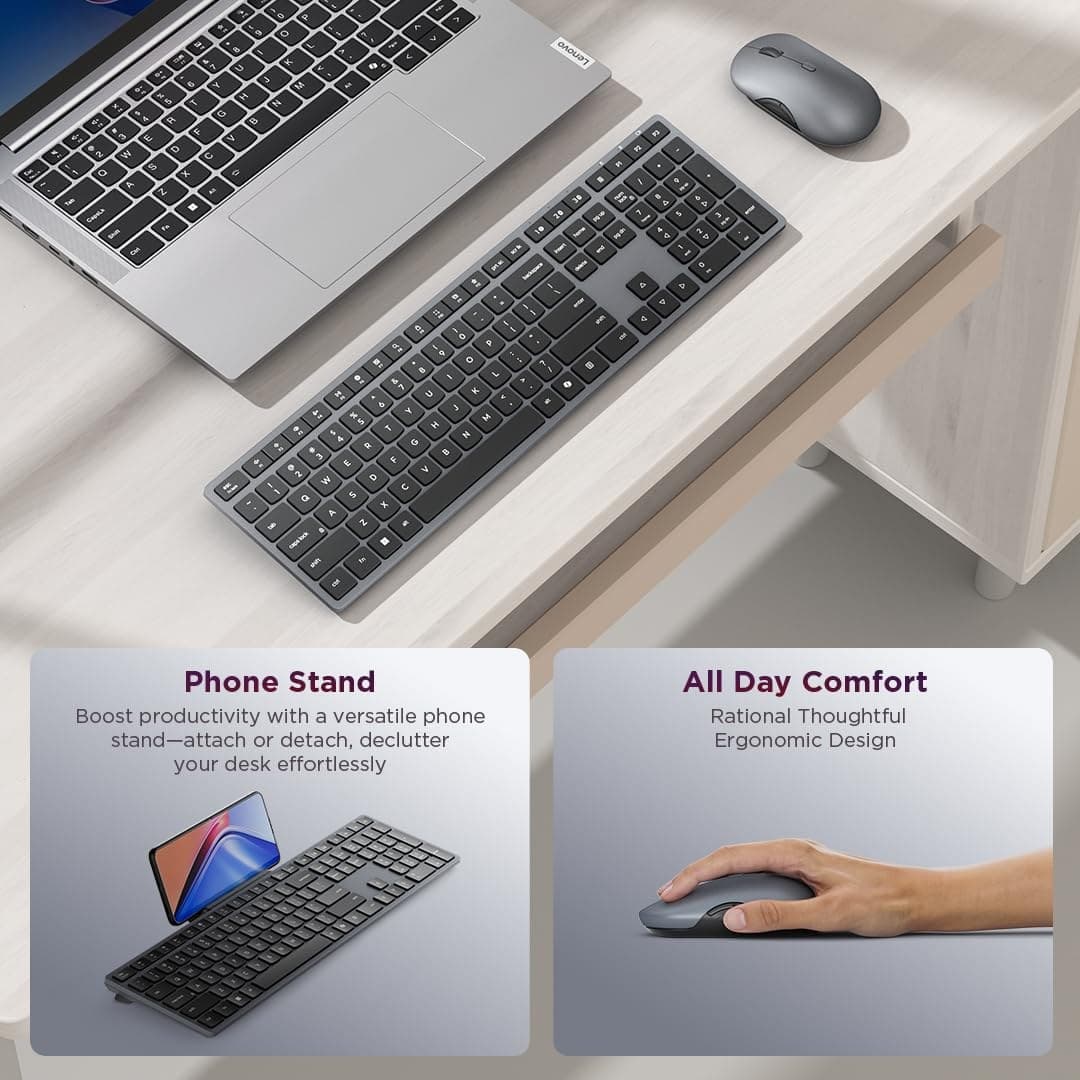 Lenovo 700 Modern Wireless Keyboard & Mouse Combo - Luna Grey - Image 8