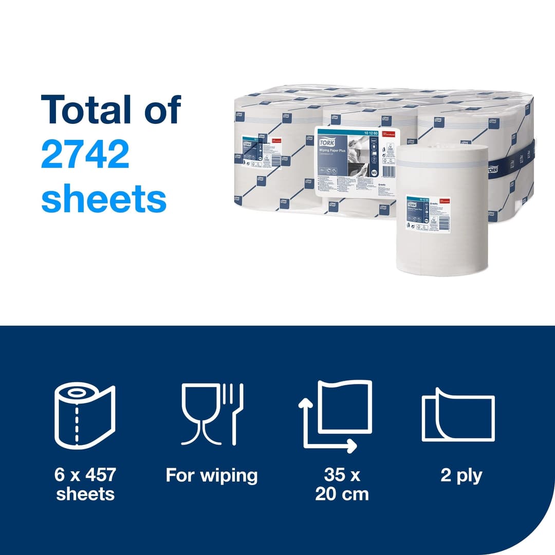 Tork Centrefeed Wiping Paper Plus M2 - White - Image 2
