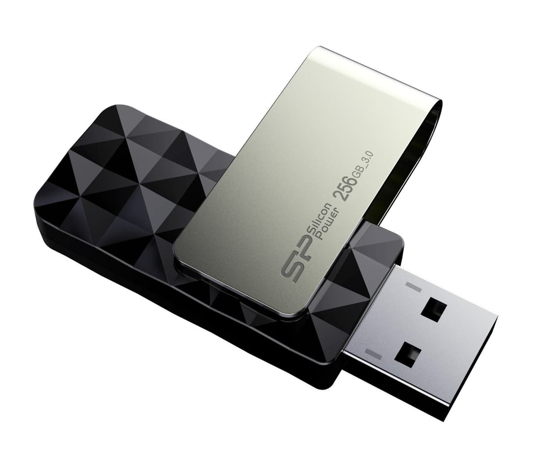 256GB Silicon Power B30 Blaze USB3.0 Flash Drive Swivel Style Black - Image 1