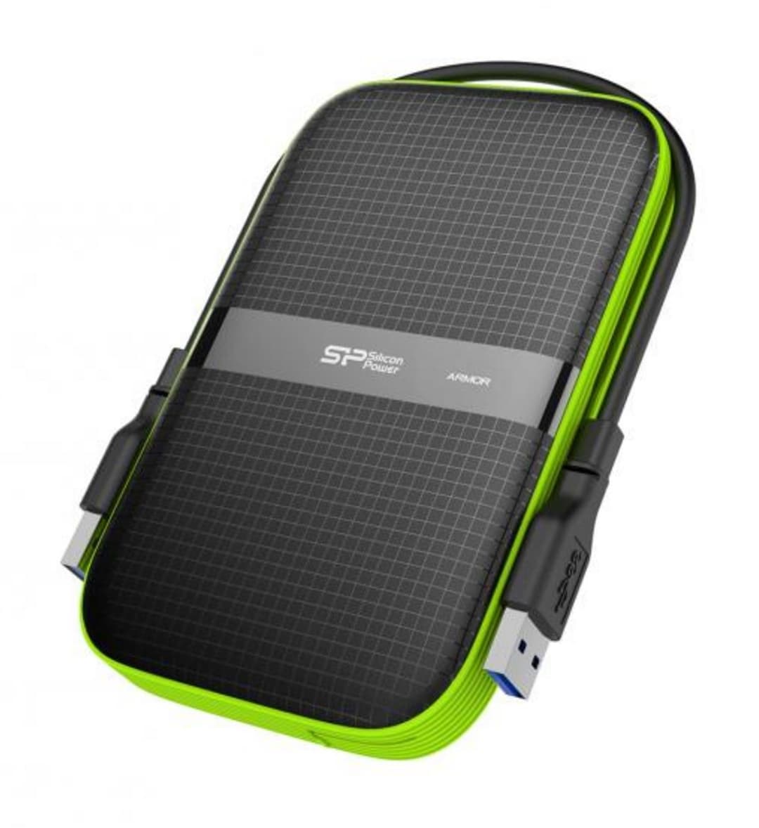 5TB Silicon Power Armor A60 Shockproof Portable Hard Drive - USB3.0 - Black/Green Edition - Image 1