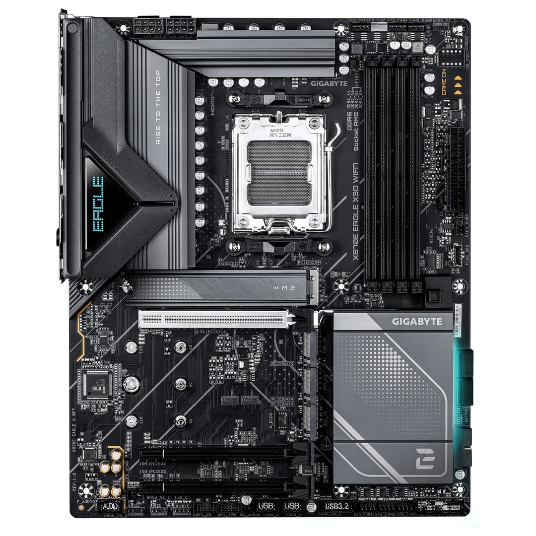 GIGABYTE X870E EAGLE X3D WIFI7 Motherboard - Supports AMD Ryzen 9000 CPUs, 14+2+2 Phases Digital VRM, up to 9000Hz DDR5 (OC), 1xPCIe 5.0 + 3xPCIe 4.0, Wi-Fi 7, 5GbE LAN, USB 4 - Image 2