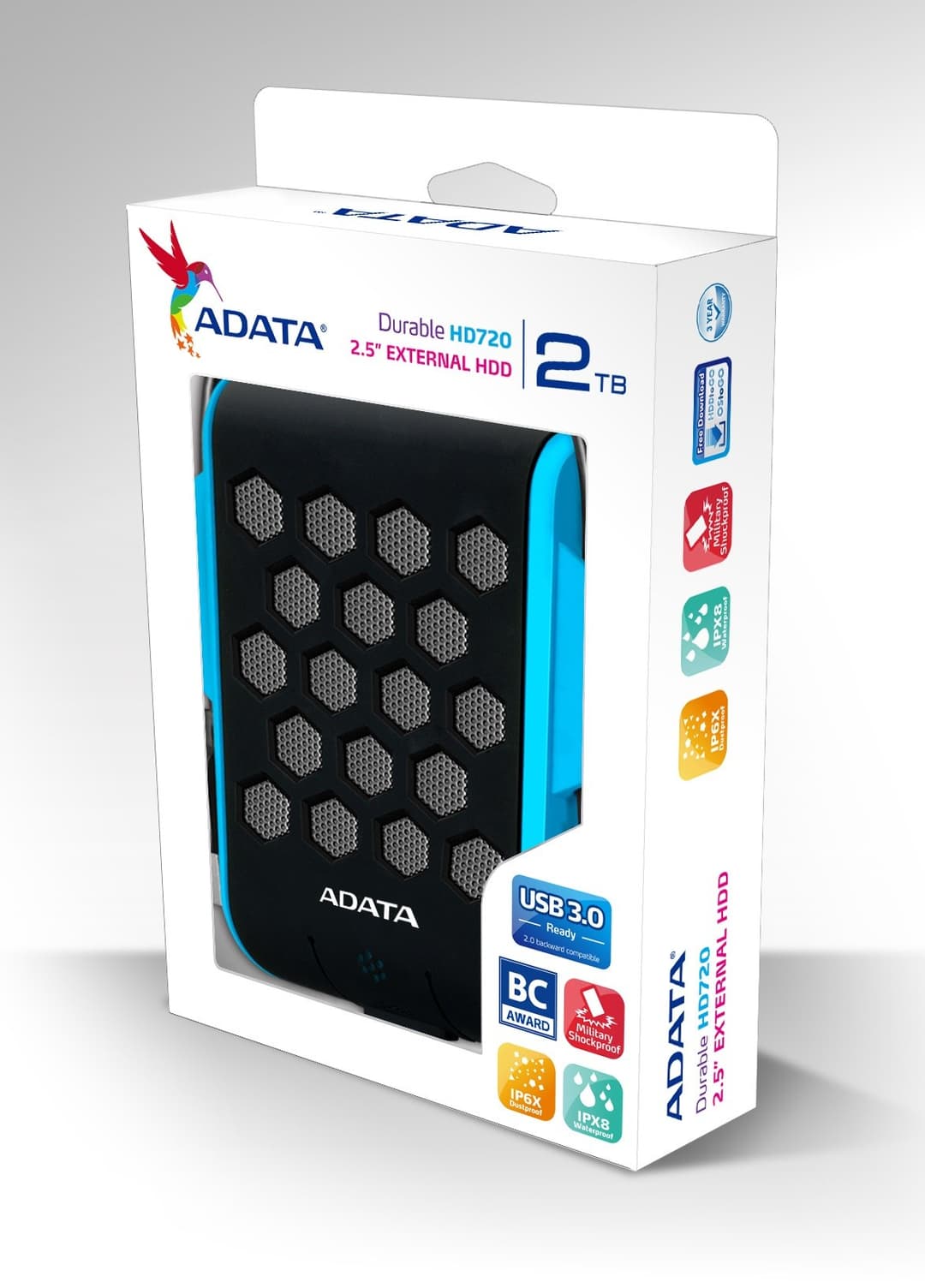 2TB AData HD720 Waterproof Shockproof USB3.1 Portable 2.5-inch Hard Drive - Blue/Black Edition - Image 5